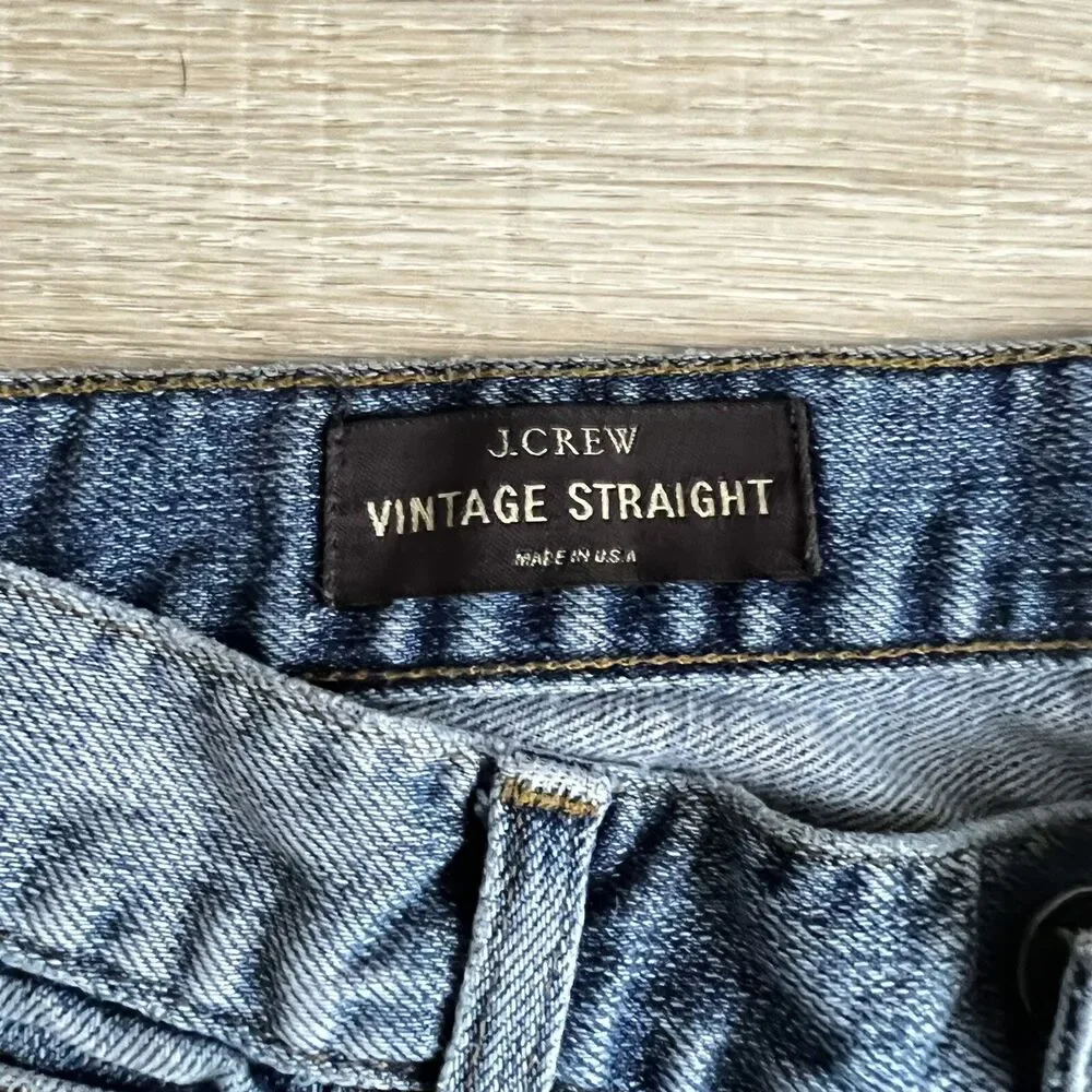 J. Crew Vintage Straight Jeans Womens Size 24 Distressed USA Made Holes